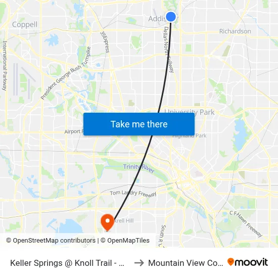 Keller Springs @ Knoll Trail - W - Mb2 to Mountain View College map