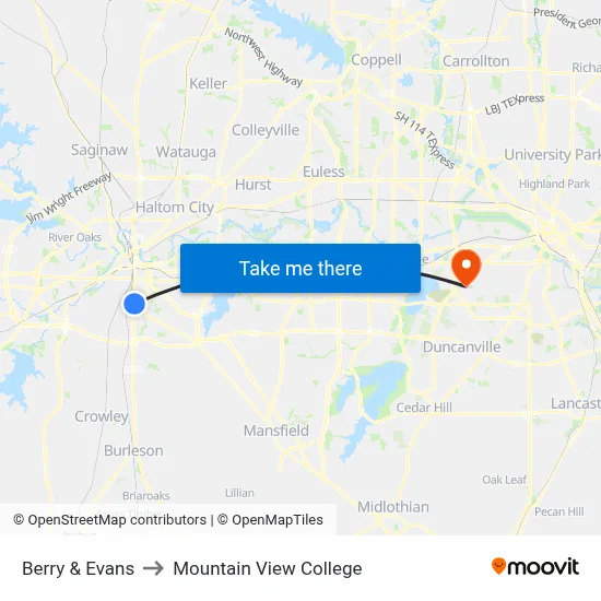 Berry & Evans to Mountain View College map