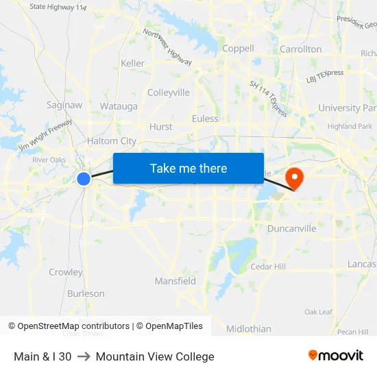 Main & I 30 to Mountain View College map