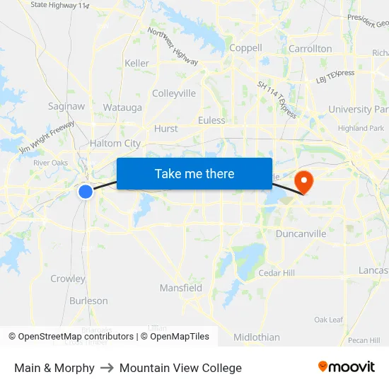 Main & Morphy to Mountain View College map