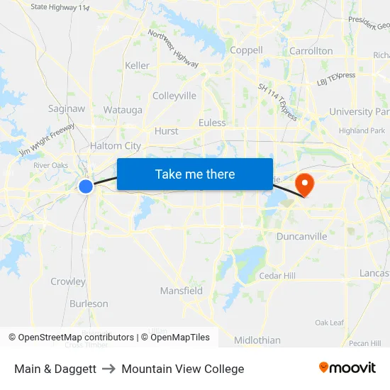 Main & Daggett to Mountain View College map