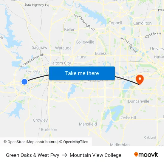 Green Oaks & West Fwy to Mountain View College map