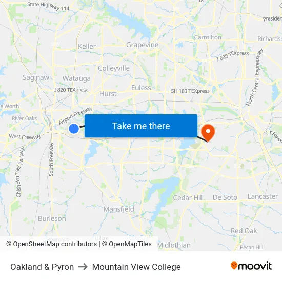 Oakland & Pyron to Mountain View College map