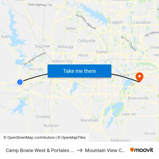 Camp Bowie West & Portales - Clovis to Mountain View College map
