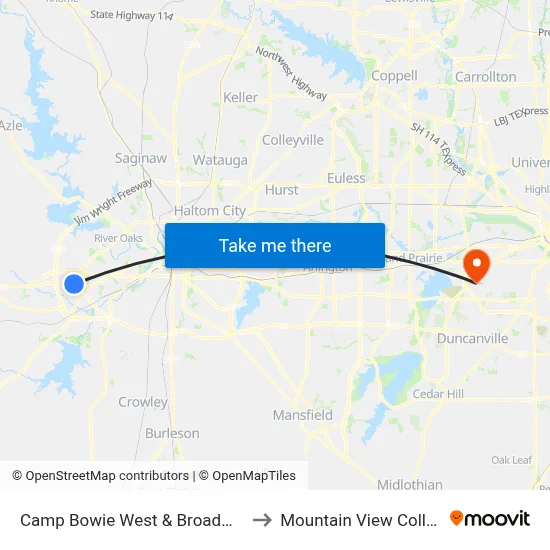 Camp Bowie West & Broadmoor to Mountain View College map