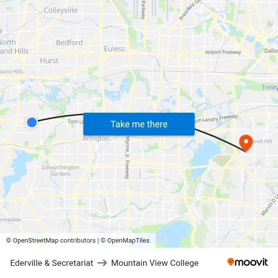 Ederville & Secretariat to Mountain View College map