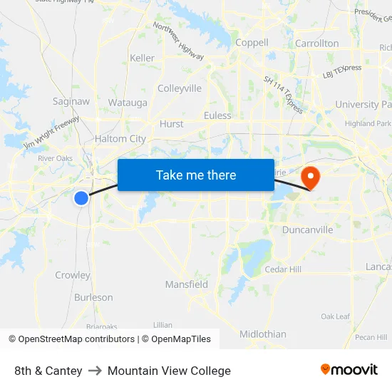 8th & Cantey to Mountain View College map