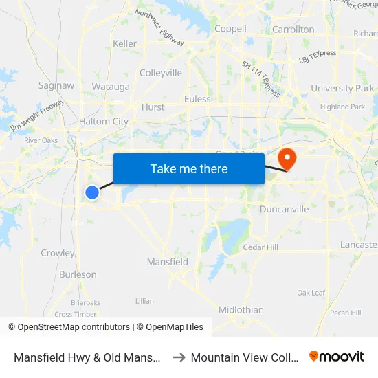 Mansfield Hwy & Old Mansfield to Mountain View College map