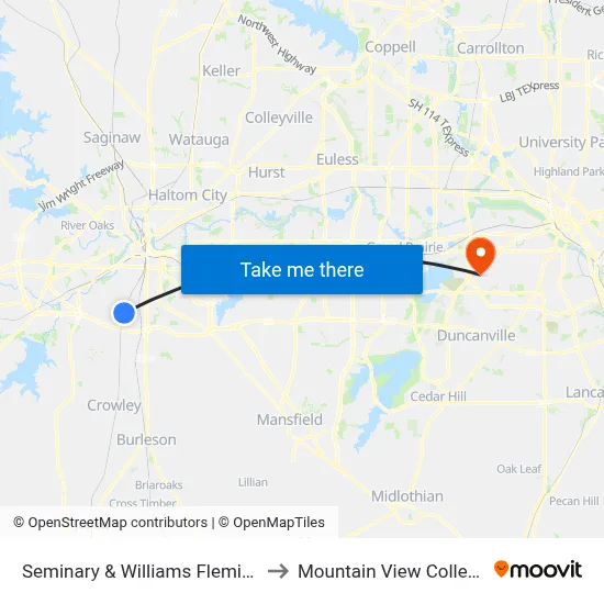 Seminary & Williams Fleming to Mountain View College map