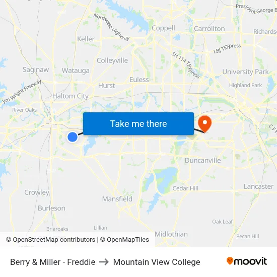Berry & Miller - Freddie to Mountain View College map
