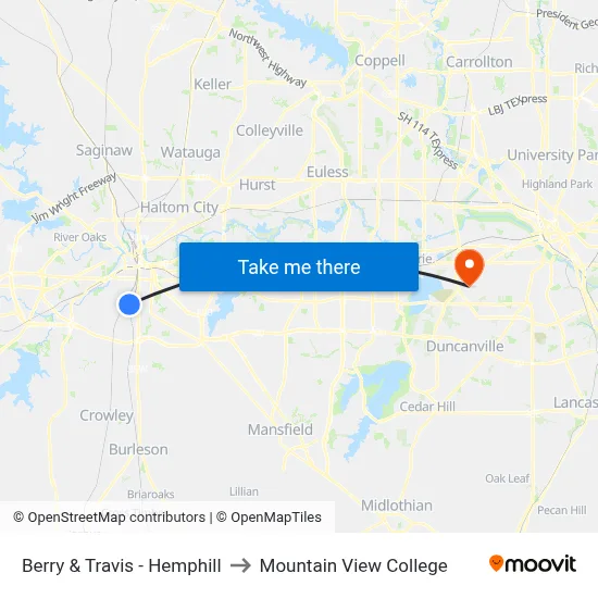 Berry & Travis - Hemphill to Mountain View College map
