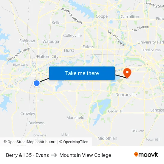 Berry & I 35 - Evans to Mountain View College map