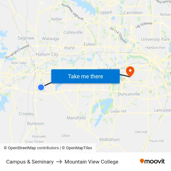 Campus & Seminary to Mountain View College map