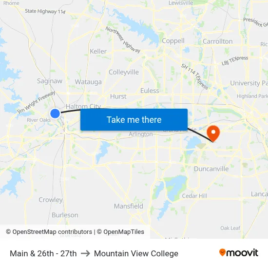 Main & 26th - 27th to Mountain View College map