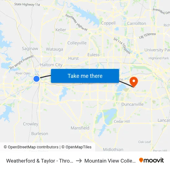 Weatherford & Taylor - Throck to Mountain View College map