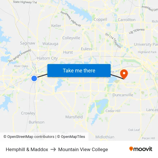 Hemphill & Maddox to Mountain View College map