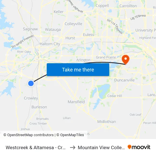 Westcreek & Altamesa - Creek to Mountain View College map