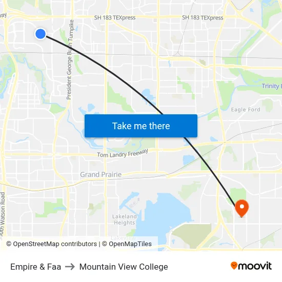 Empire & Faa to Mountain View College map
