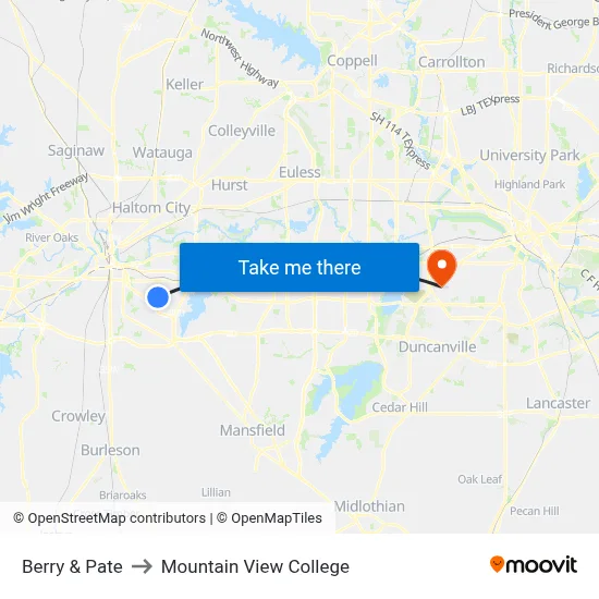 Berry & Pate to Mountain View College map