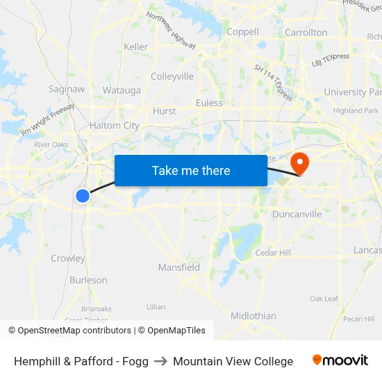 Hemphill & Pafford - Fogg to Mountain View College map