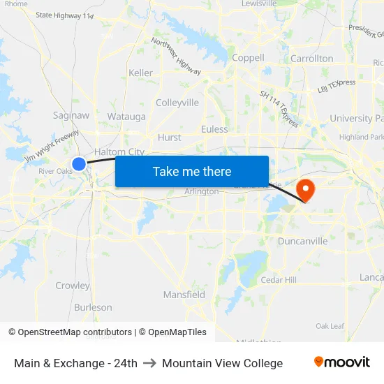Main & Exchange - 24th to Mountain View College map