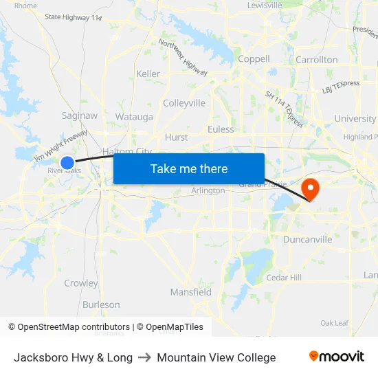Jacksboro Hwy & Long to Mountain View College map