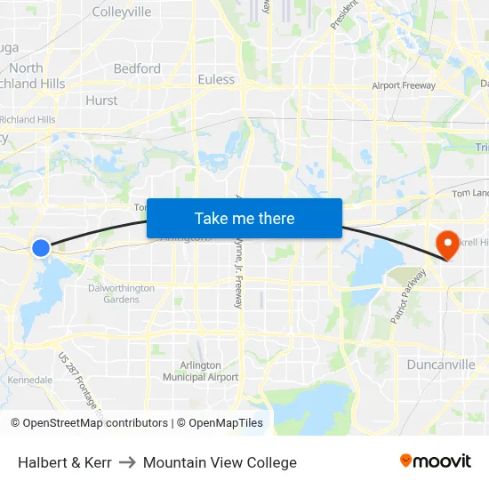 Halbert & Kerr to Mountain View College map
