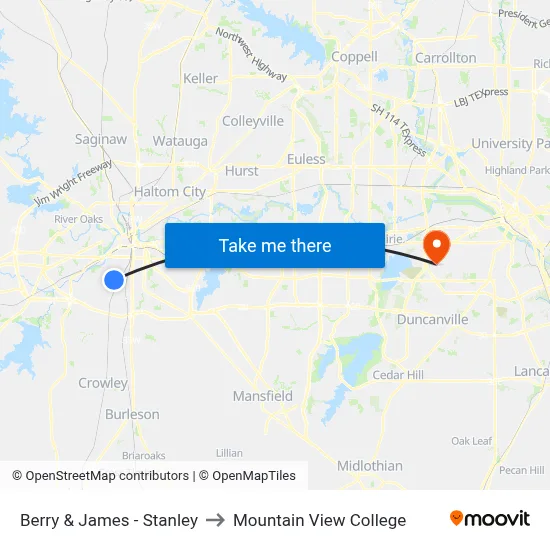 Berry & James - Stanley to Mountain View College map