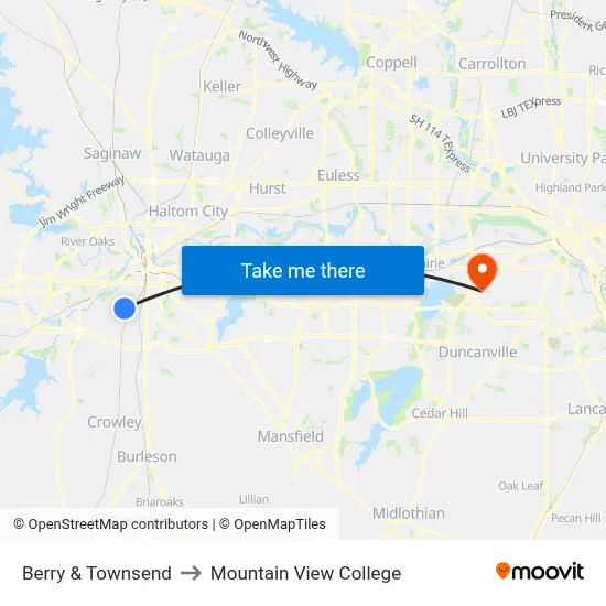 Berry & Townsend to Mountain View College map