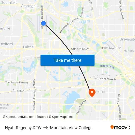 Hyatt Regency DFW to Mountain View College map
