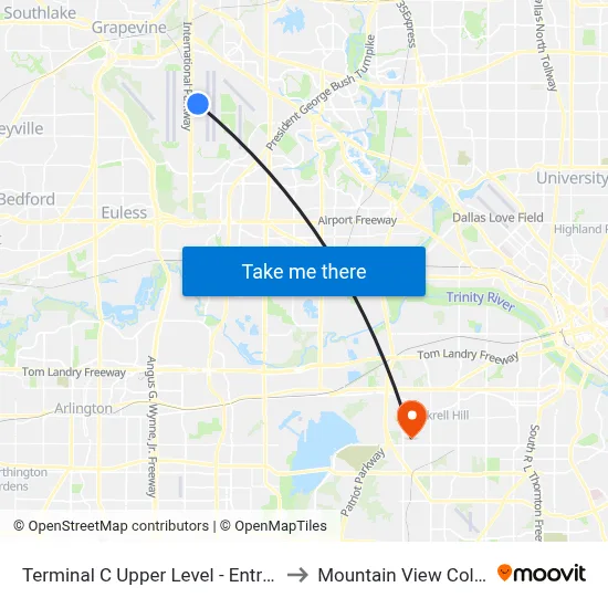 Terminal C Upper Level - Entry C17 to Mountain View College map