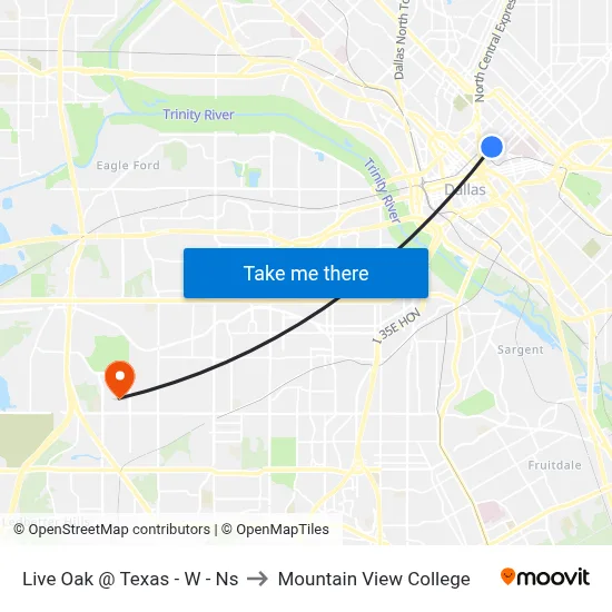 Live Oak @ Texas - W - Ns to Mountain View College map
