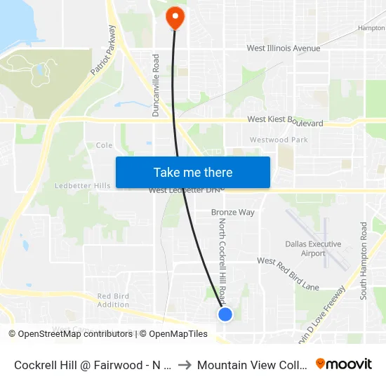 Cockrell Hill @ Fairwood - N - Ns to Mountain View College map