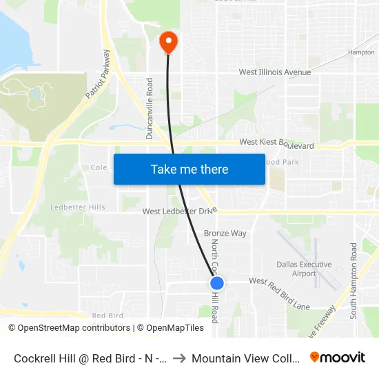 Cockrell Hill @ Red Bird - N - Ns to Mountain View College map