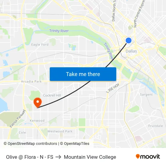 Olive @ Flora - N - FS to Mountain View College map