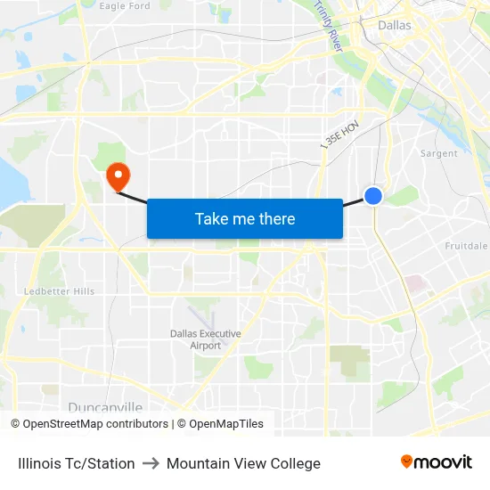 Illinois Tc/Station to Mountain View College map