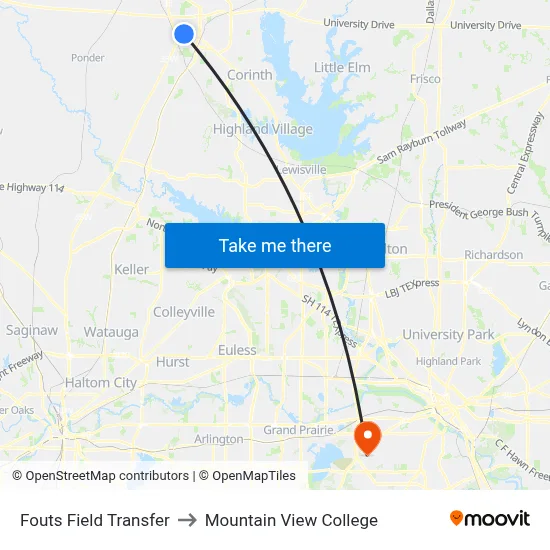 Fouts Field Transfer to Mountain View College map