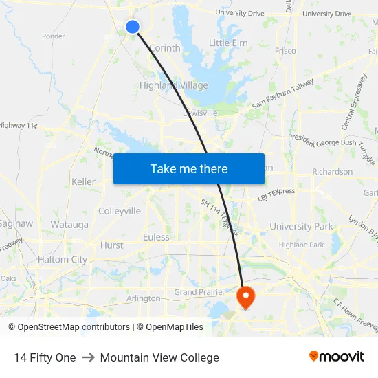 14 Fifty One to Mountain View College map