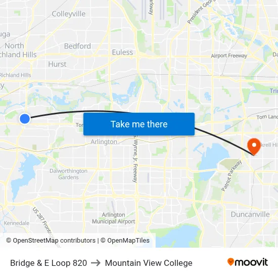 Bridge & E Loop 820 to Mountain View College map