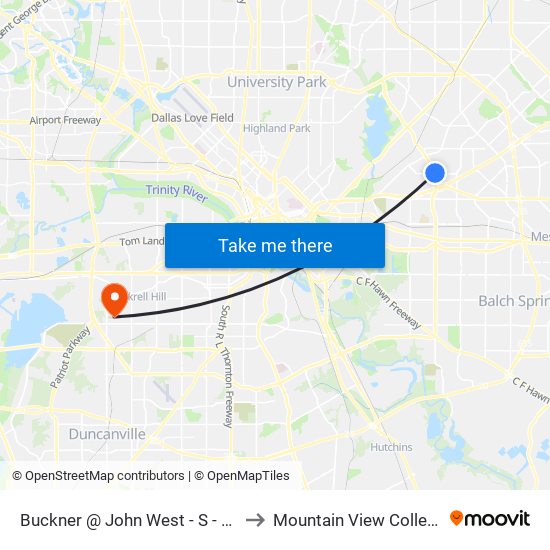 Buckner @ John West - S - Ns to Mountain View College map