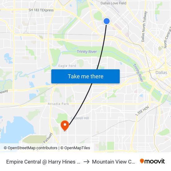 Empire Central @ Harry Hines - E - MB to Mountain View College map