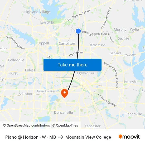 Plano @ Horizon - W - MB to Mountain View College map