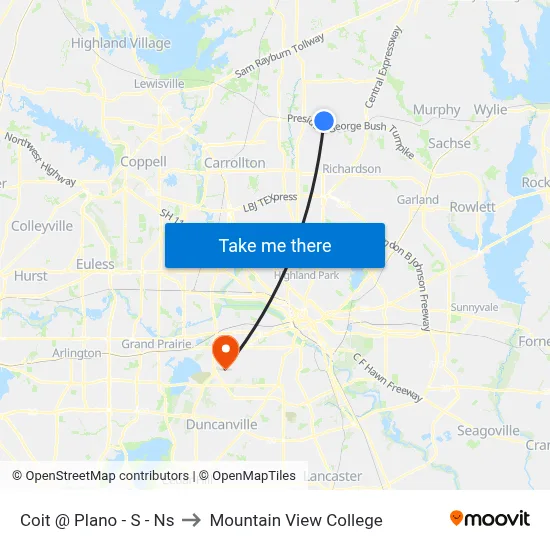 Coit @ Plano - S - Ns to Mountain View College map