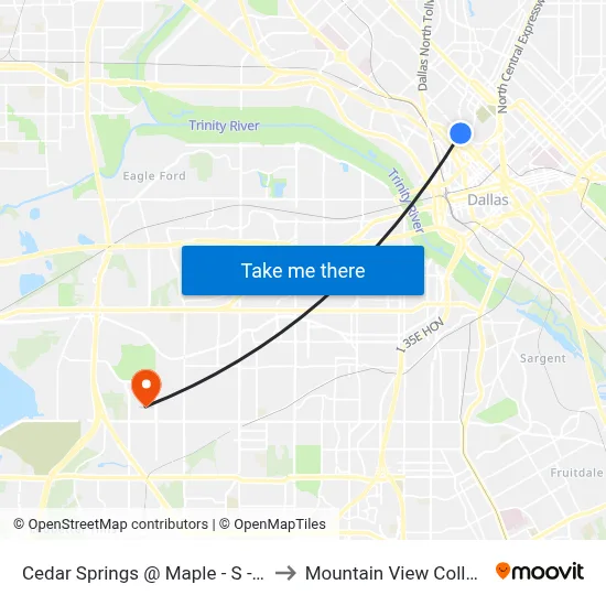 Cedar Springs @ Maple - S - FS to Mountain View College map