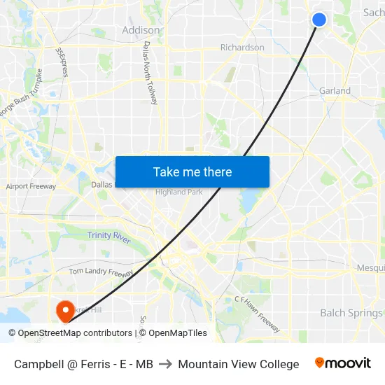 Campbell @ Ferris - E - MB to Mountain View College map