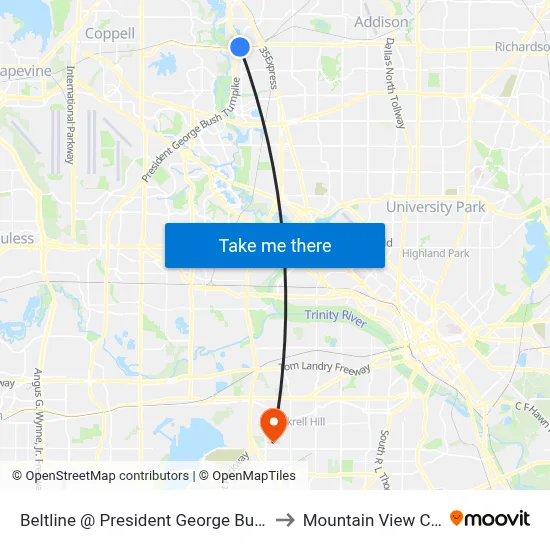 Beltline @ President George Bush - W- FS to Mountain View College map