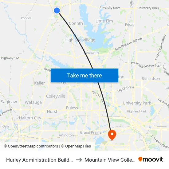 Hurley Administration Building to Mountain View College map