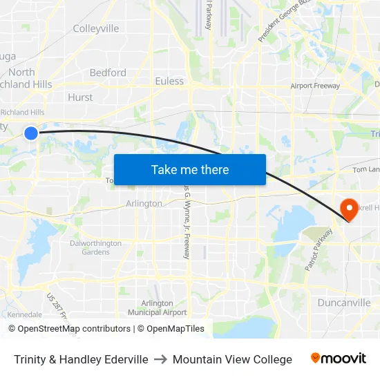 Trinity & Handley Ederville to Mountain View College map