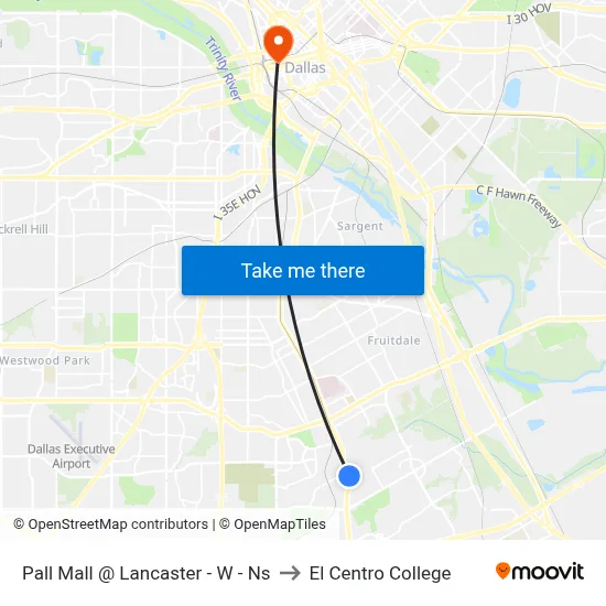 Pall Mall @ Lancaster - W - Ns to El Centro College map
