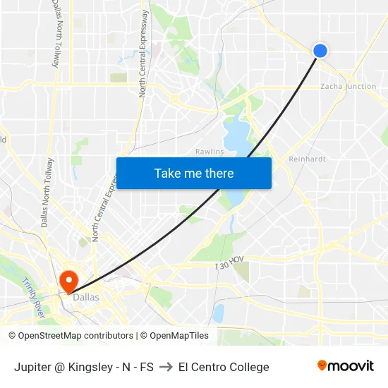 Jupiter @ Kingsley - N - FS to El Centro College map